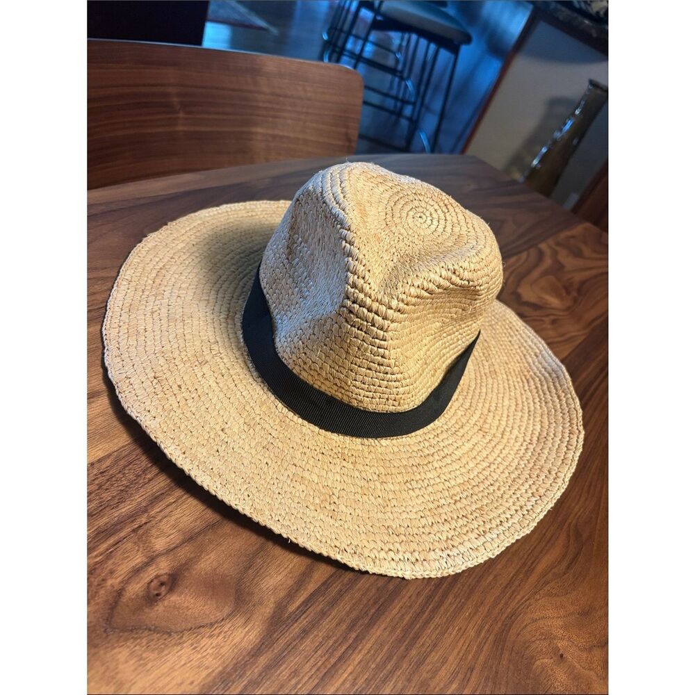 J.Crew Packable Straw Hat with Black Band - S/M